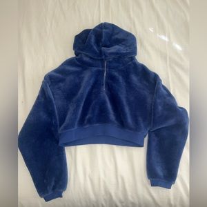 Urban Outfitters 1/4 zip Cropped Blanket Soft Jacket Dark Blue